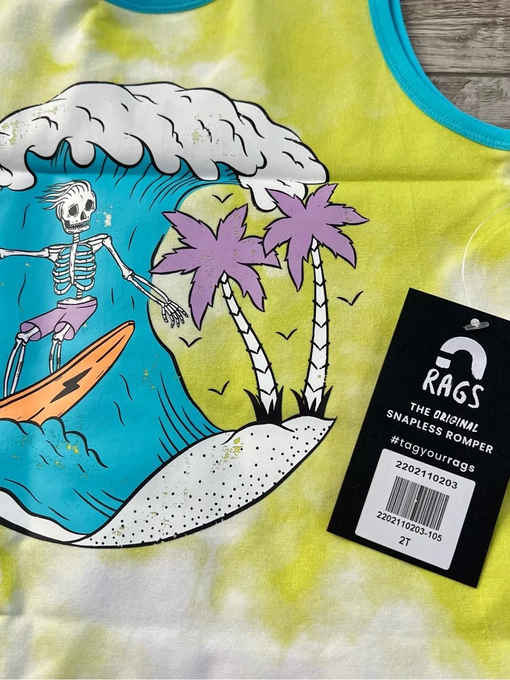 NWT Rags Tank Capri Romper in Surfin’ Skelly Size 2T